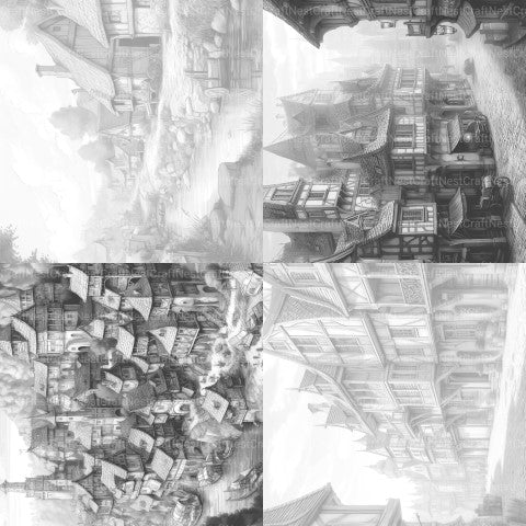 Medieval Village Coloring Book - CraftNest - Digital Crafting and Art