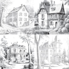 Old French Houses Coloring Book - CraftNest - Digital Crafting and Art