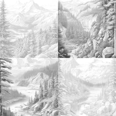 Mountain Landscapes Coloring Book - CraftNest - Digital Crafting and Art