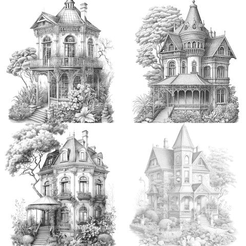 Intricate Garden Houses Coloring Book - CraftNest - Digital Crafting and Art