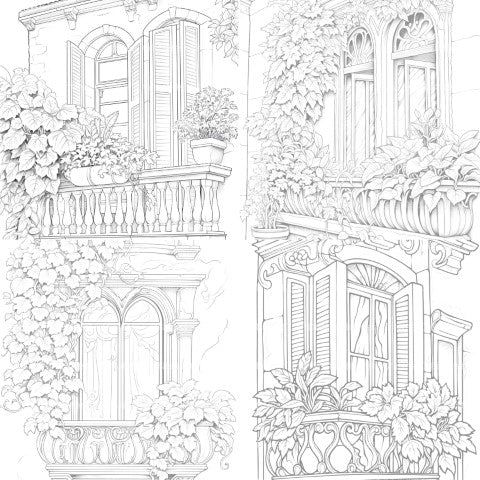 Mediterranean Windows Coloring Book - CraftNest - Digital Crafting and Art