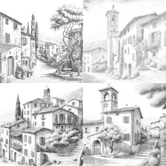 Italian Village Landscapes Coloring Book - CraftNest - Digital Crafting and Art