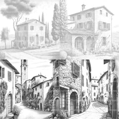 Italian Houses Coloring Book - CraftNest - Digital Crafting and Art