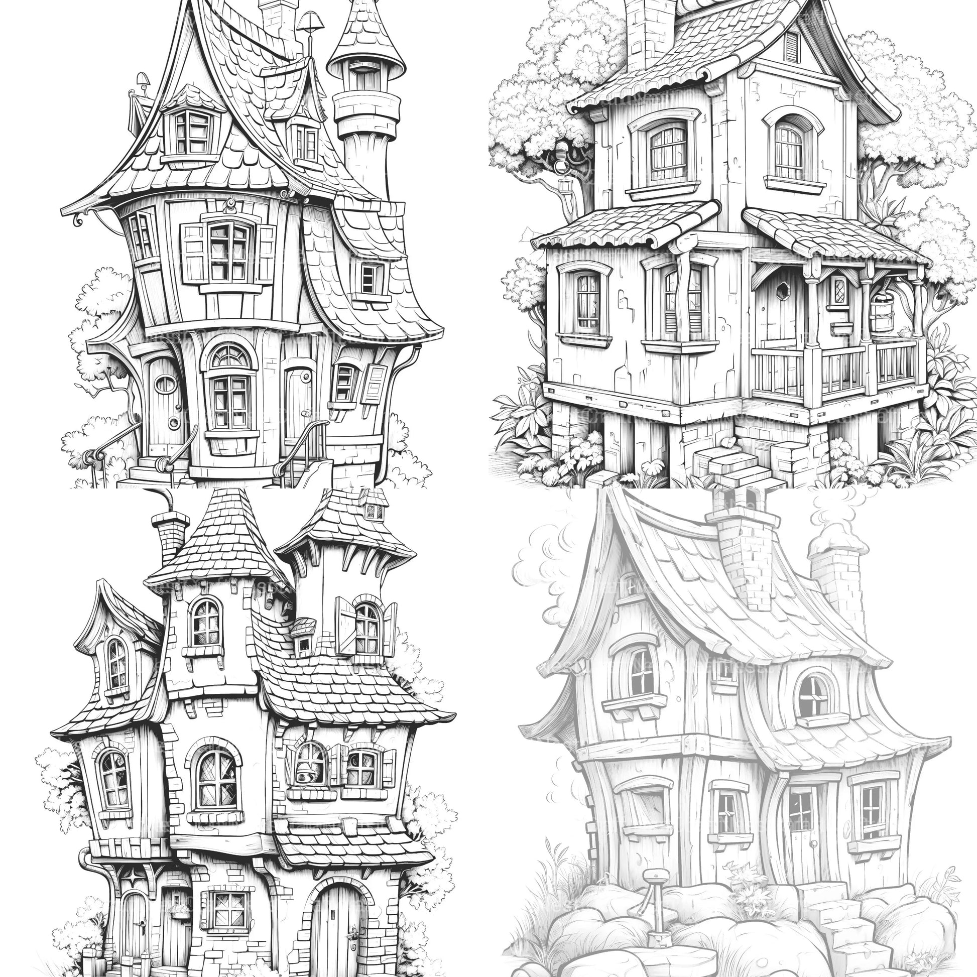 Mixed Tiny House Coloring Book - CraftNest - Digital Crafting and Art