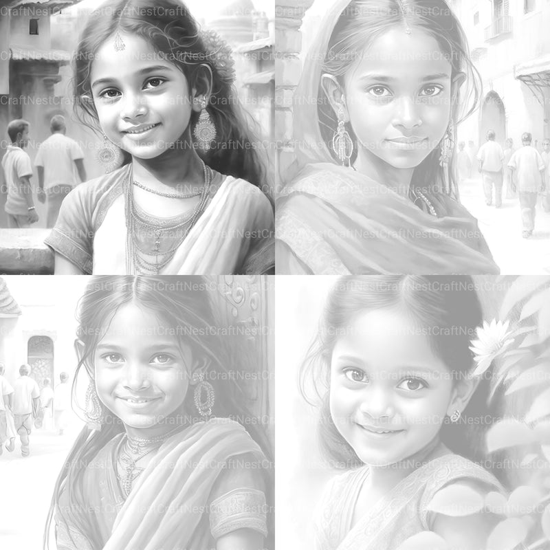 Indian Girl Coloring Book - CraftNest - Digital Crafting and Art