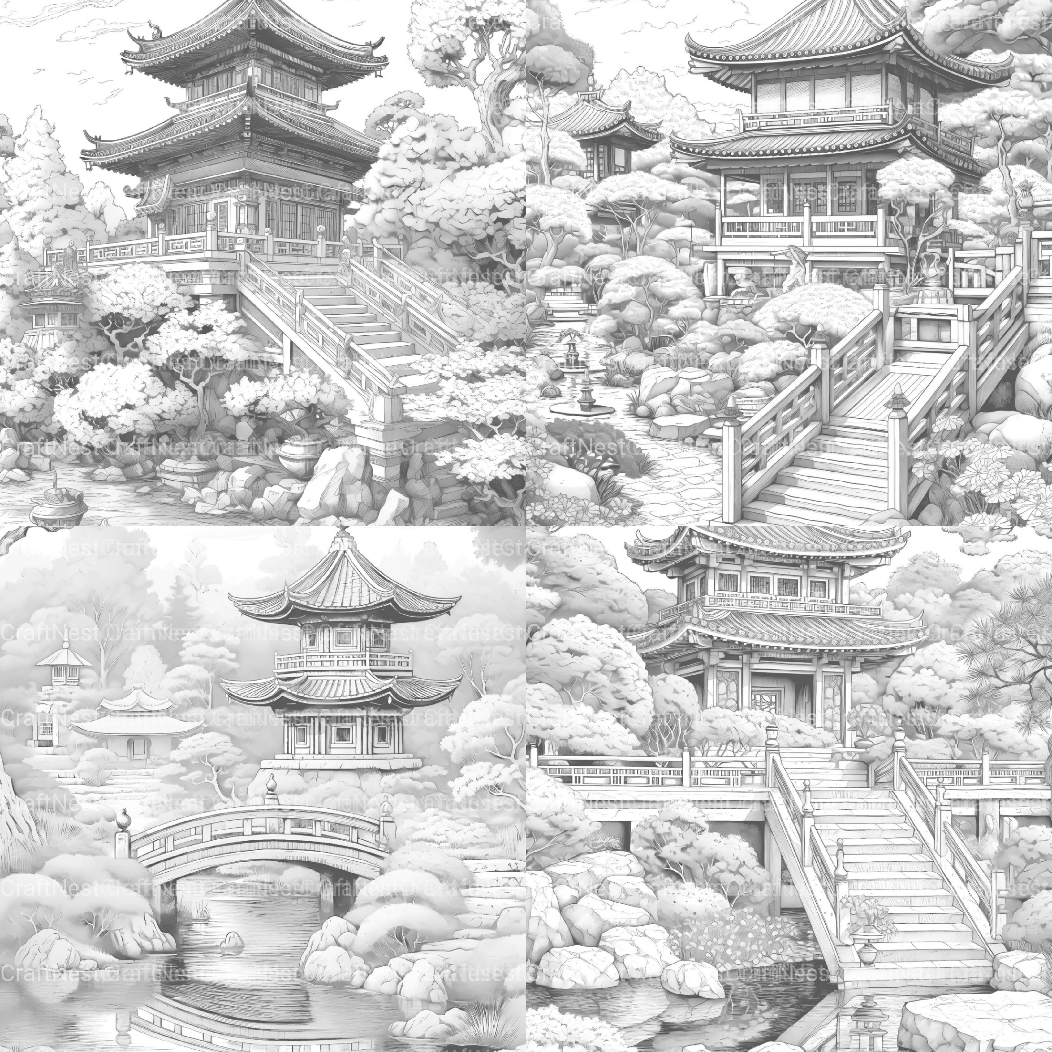 Japanese Garden Coloring Book - CraftNest - Digital Crafting and Art