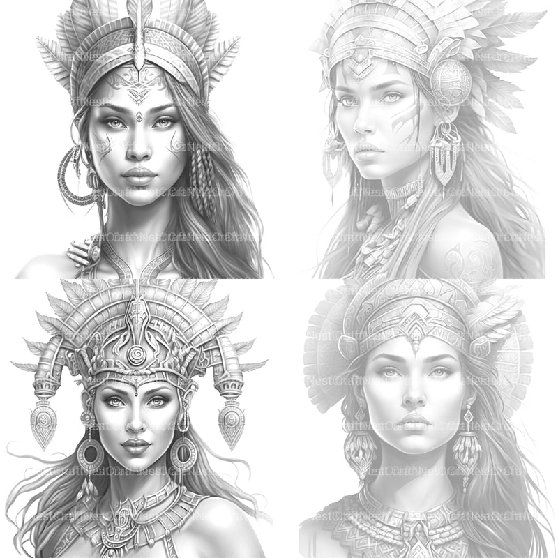 Aztec Women Coloring Book - CraftNest - Digital Crafting and Art