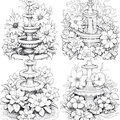 Blooming Fountain Coloring Book - CraftNest - Digital Crafting and Art