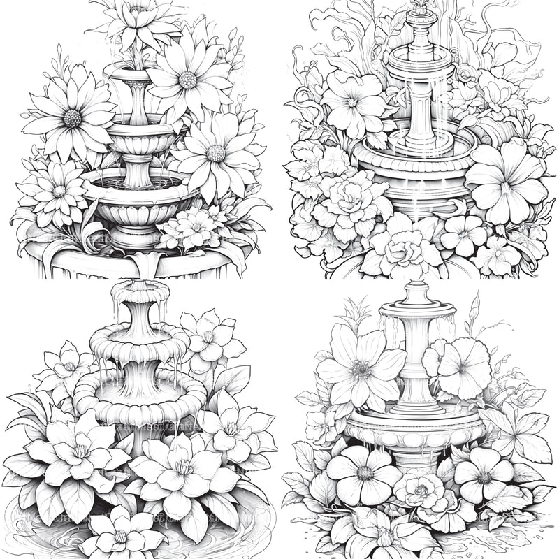 Blooming Fountain Coloring Book - CraftNest - Digital Crafting and Art