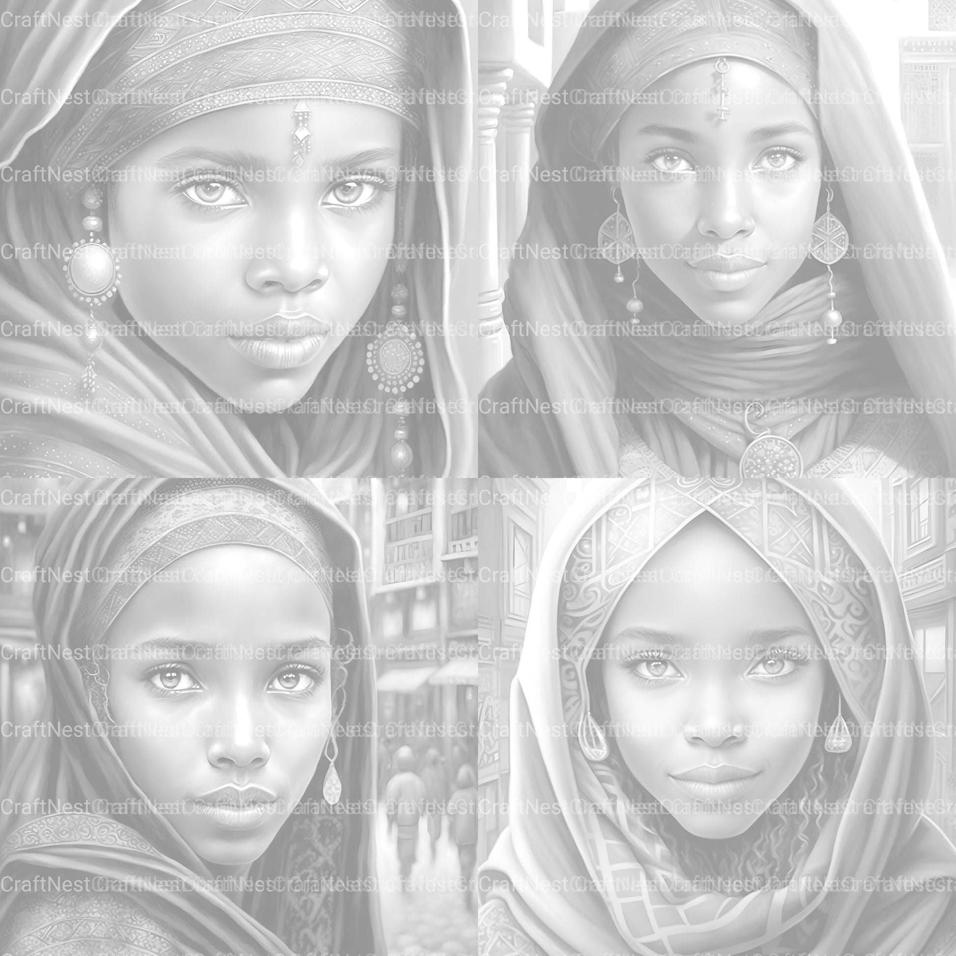 Tuareg Girl Coloring Book - CraftNest - Digital Crafting and Art