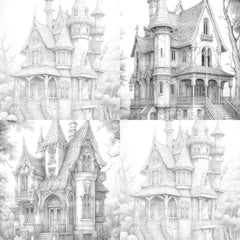 Gothic Houses Coloring Book - CraftNest - Digital Crafting and Art