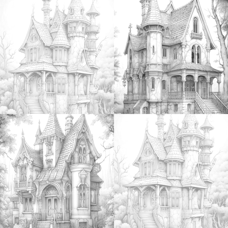 Gothic Houses Coloring Book - CraftNest - Digital Crafting and Art