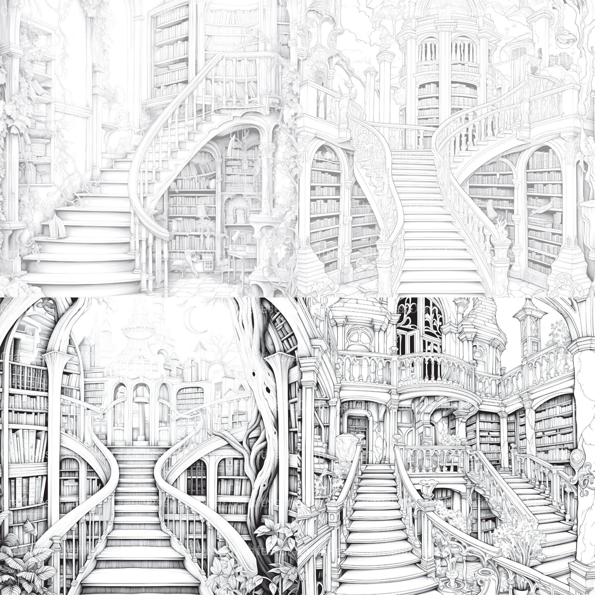 Enchanted Library Coloring Book - CraftNest - Digital Crafting and Art