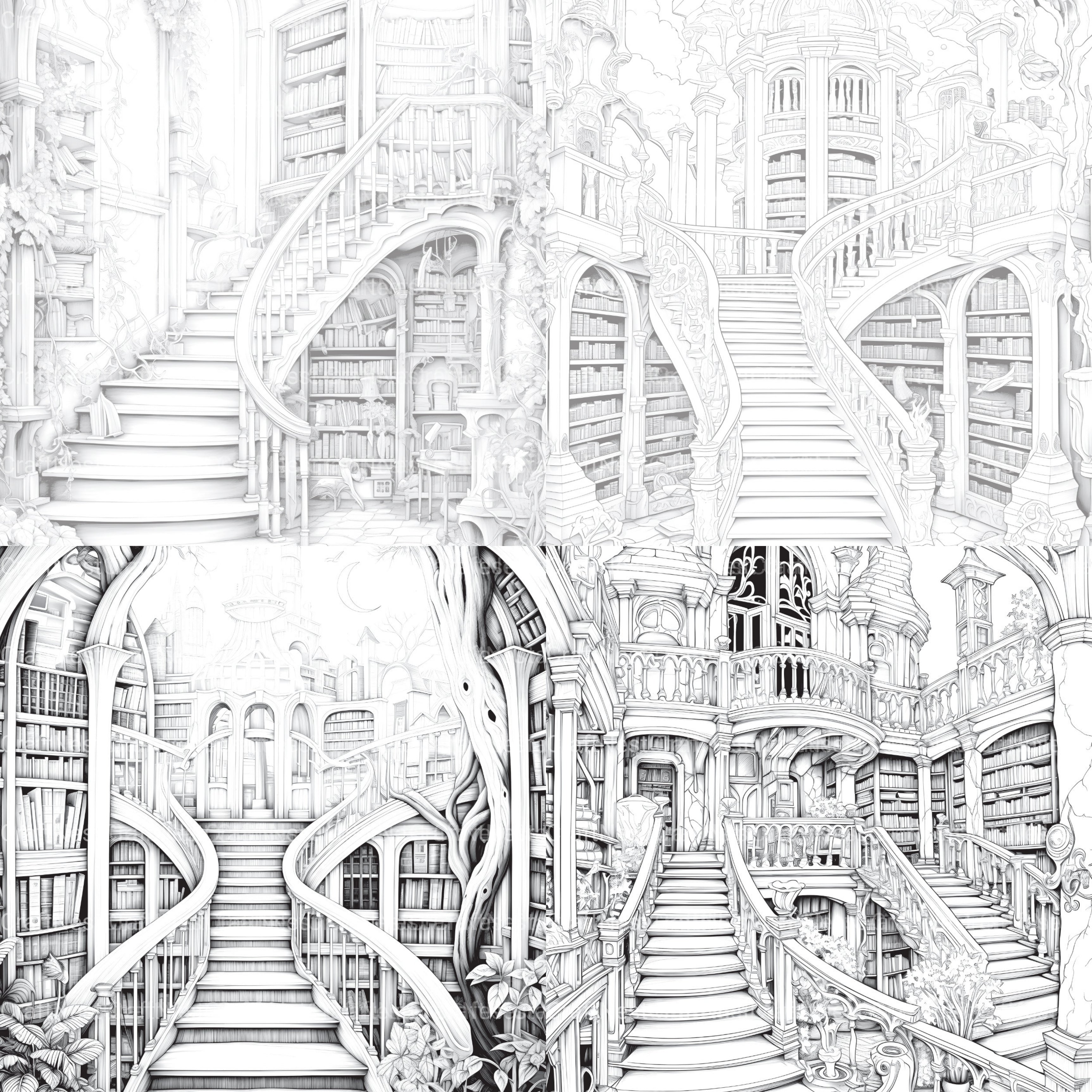 Enchanted Library Coloring Book - CraftNest - Digital Crafting and Art