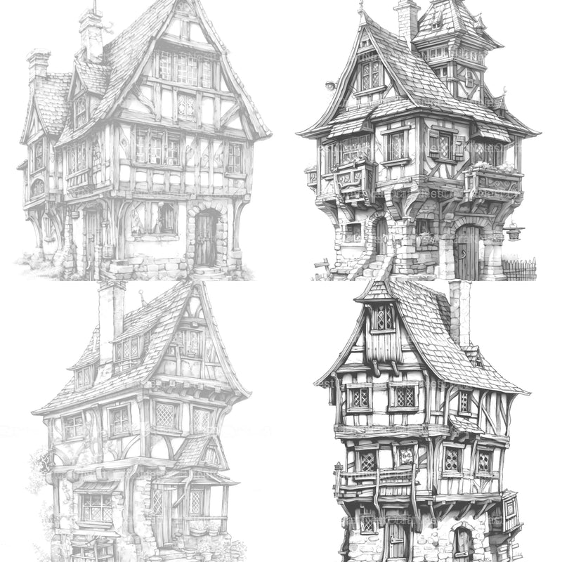 Medieval Tiny House Coloring Book - CraftNest - Digital Crafting and Art