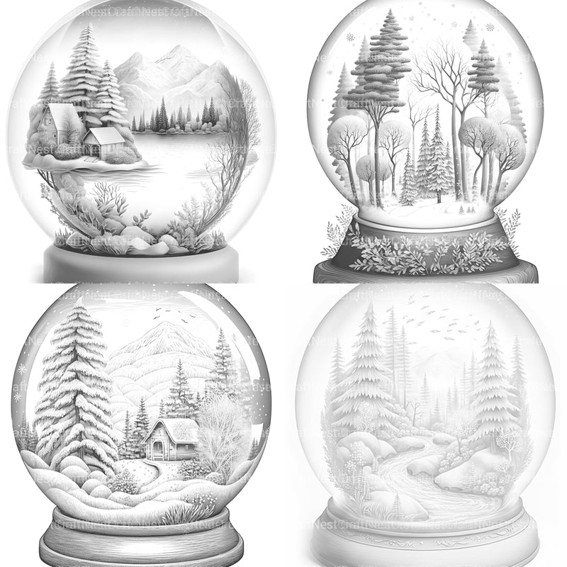Snow Globe Nature Scene Coloring Book - CraftNest - Digital Crafting and Art