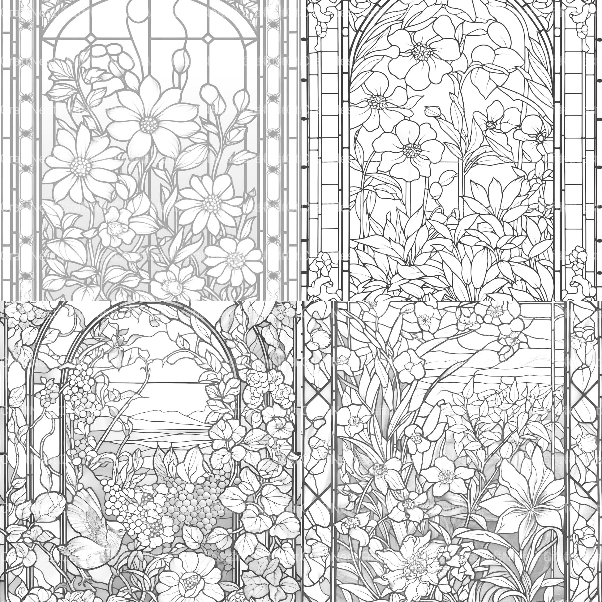 Stained Glass Garden Coloring Book - CraftNest - Digital Crafting and Art