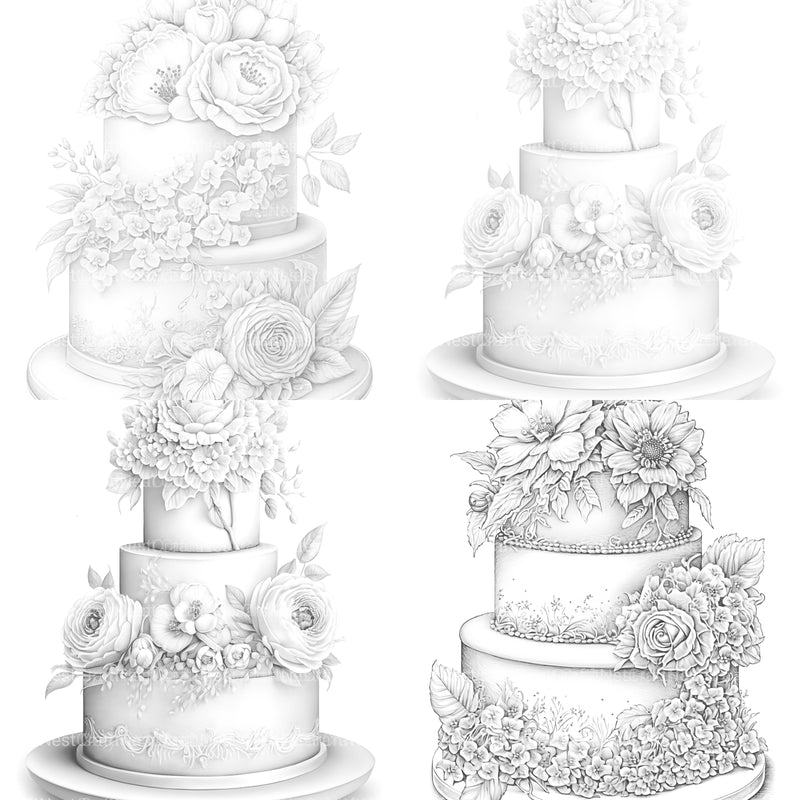 Floral Wedding Cake Coloring Book - CraftNest - Digital Crafting and Art