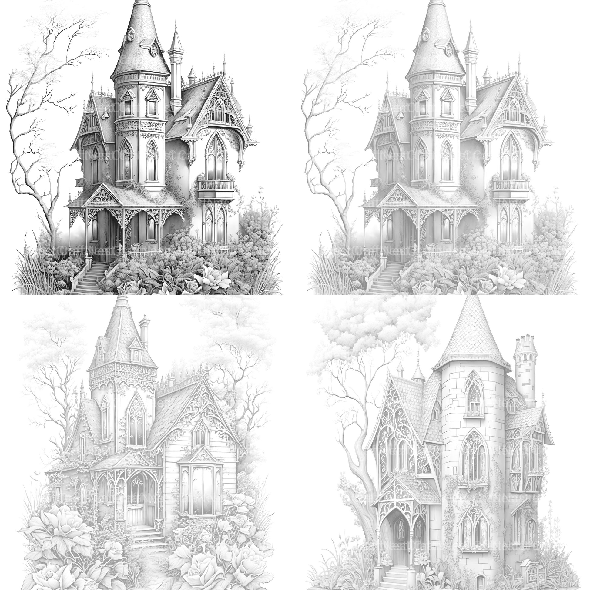 Gothic House Coloring Book - CraftNest - Digital Crafting and Art