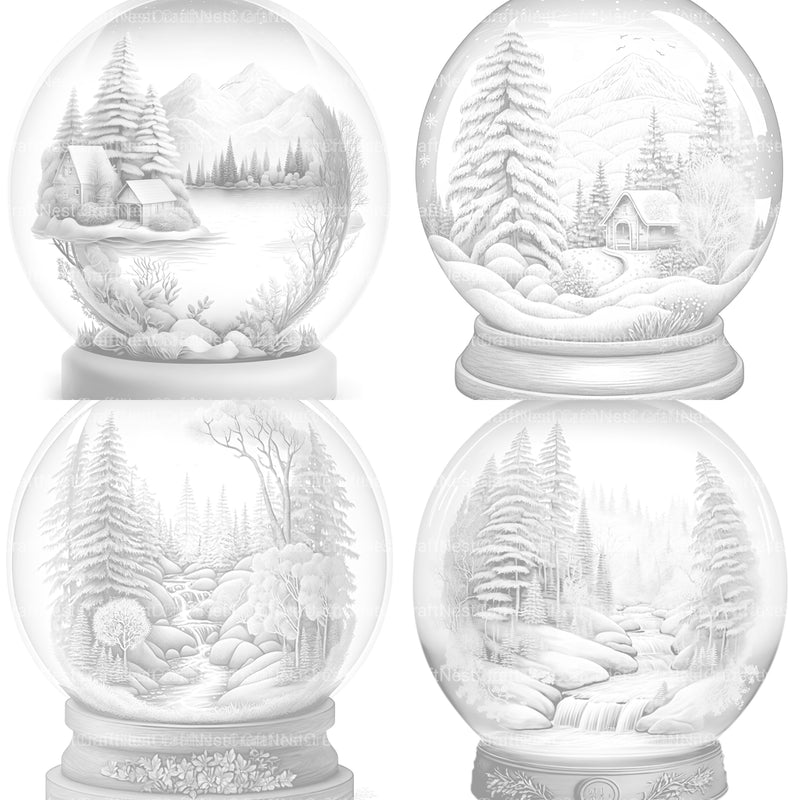 Snow Globe Nature Scene Coloring Book - CraftNest - Digital Crafting and Art