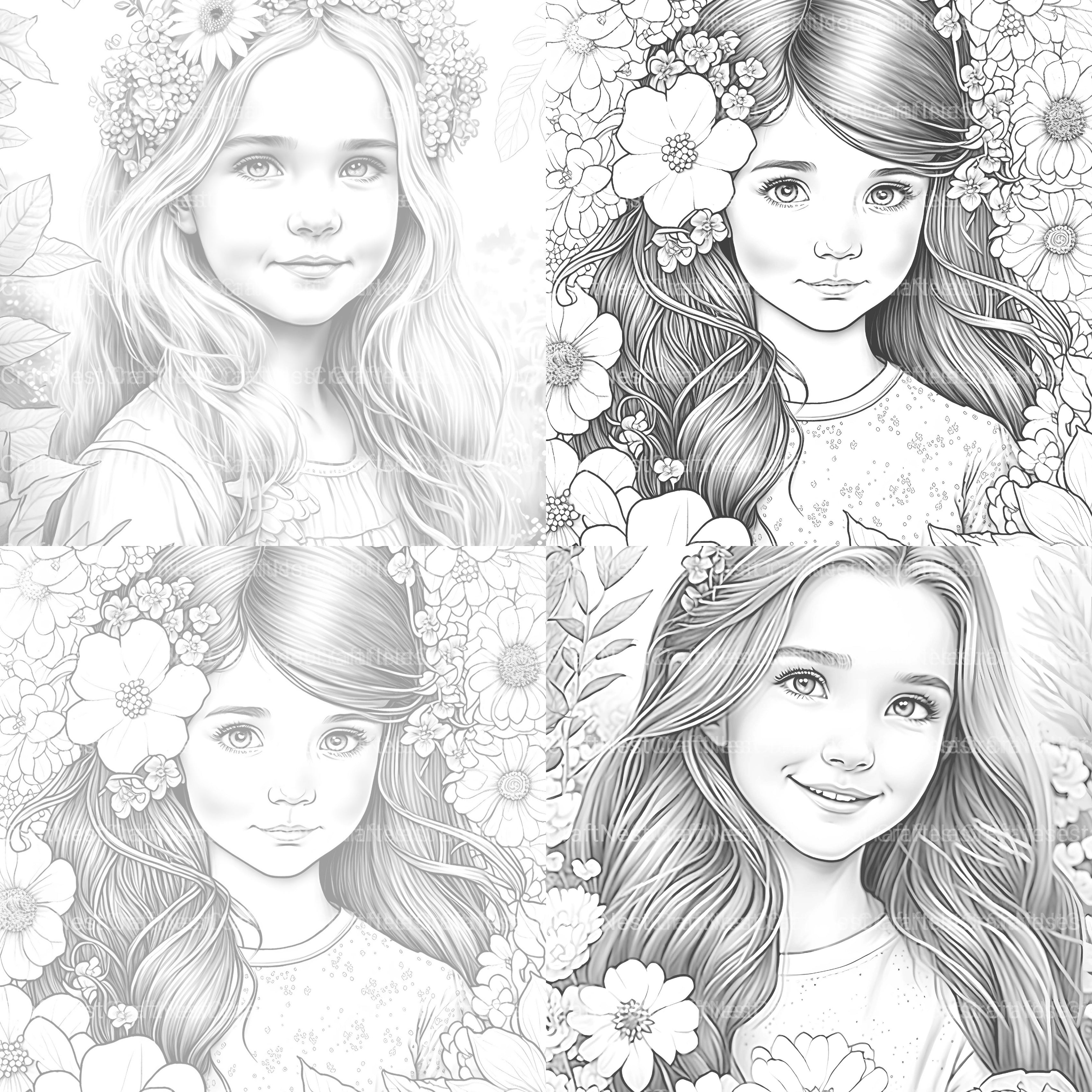 Flower Girl Coloring Book - CraftNest - Digital Crafting and Art