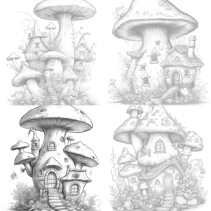 Mushroom House Coloring Book - CraftNest - Digital Crafting and Art