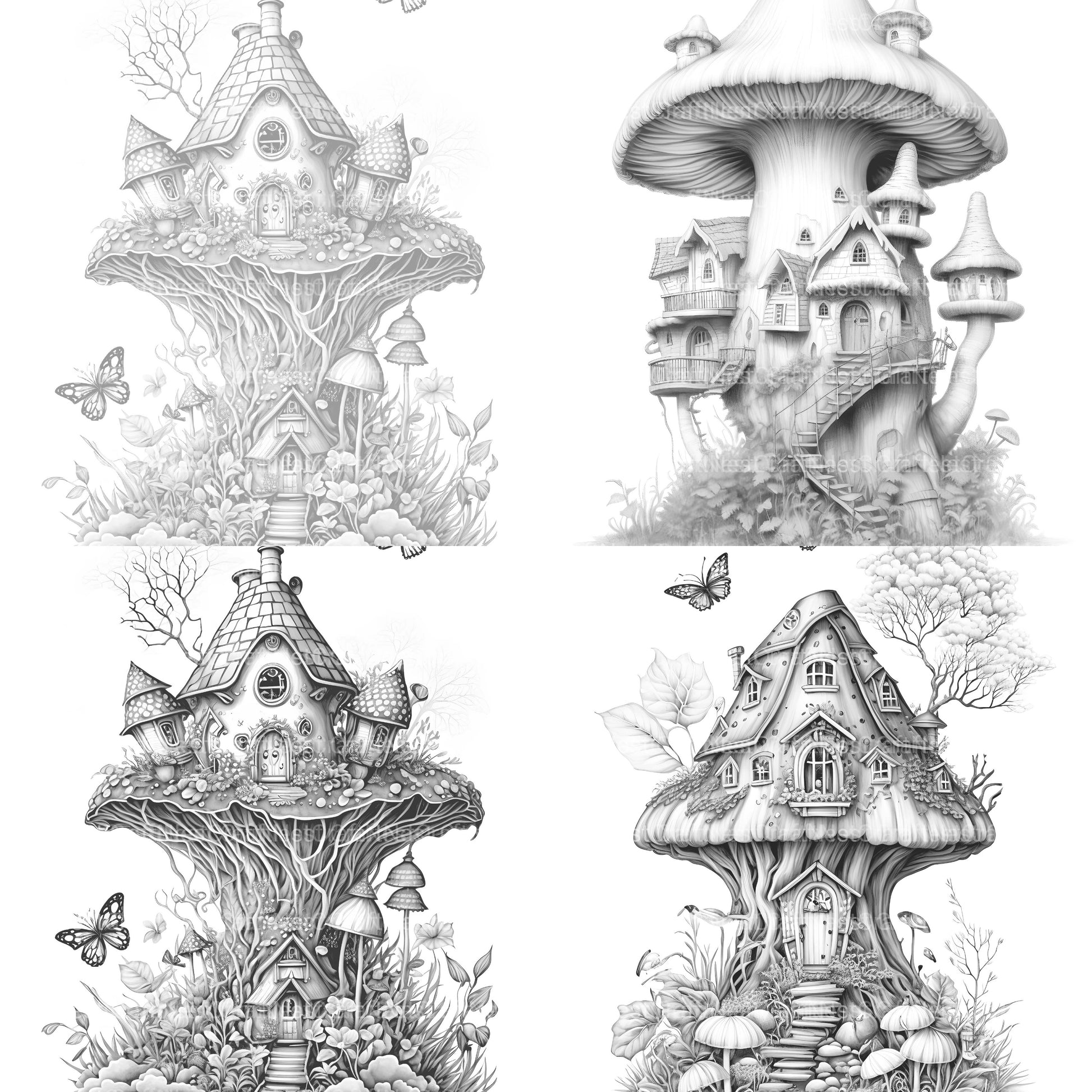Magical Mushroom House Coloring Book - CraftNest - Digital Crafting and Art