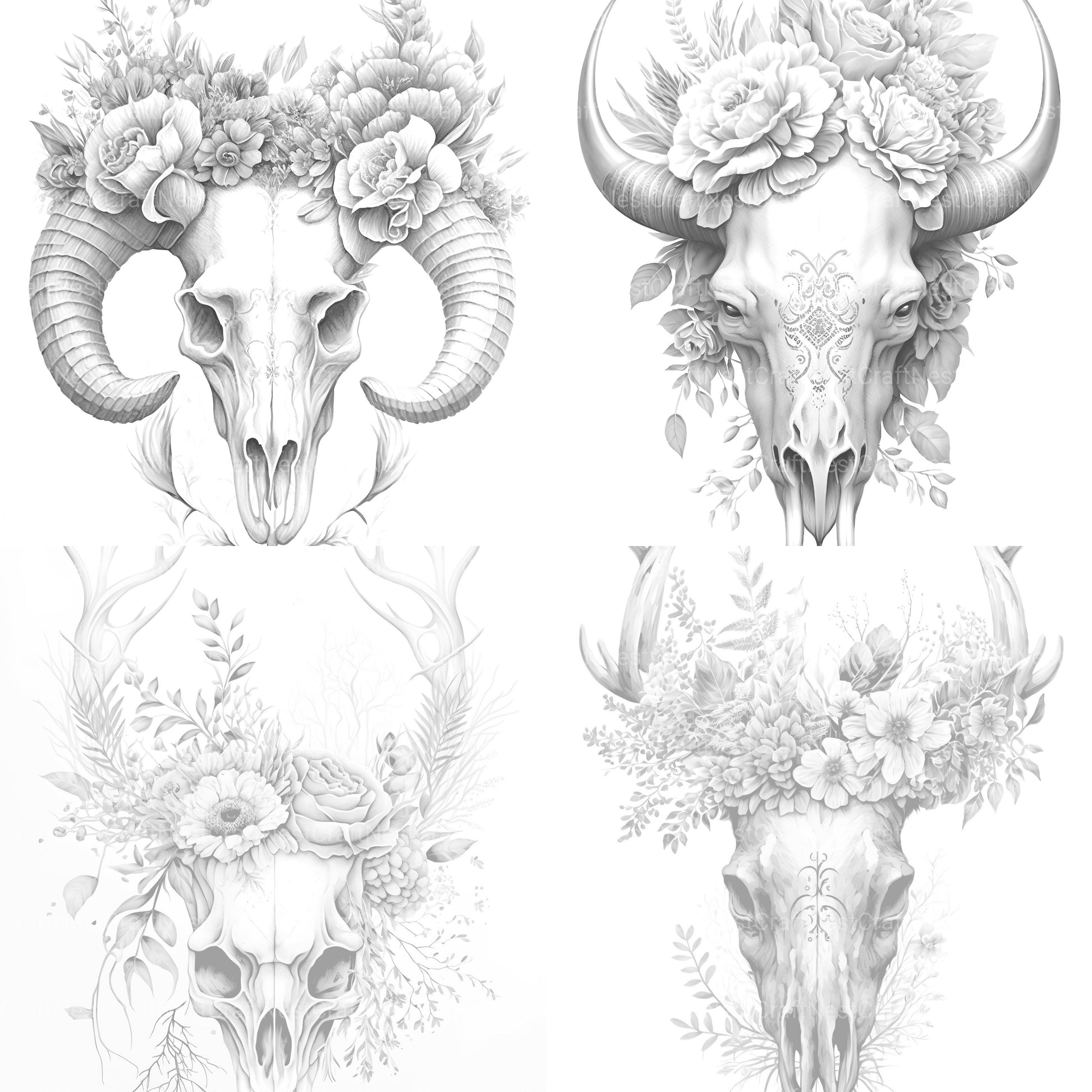 Floral Skull Coloring Book - CraftNest - Digital Crafting and Art