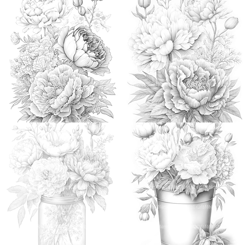 Peony Flower Coloring Book - CraftNest - Digital Crafting and Art