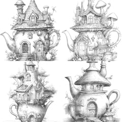 Teapot Fairy House Coloring Book - CraftNest - Digital Crafting and Art