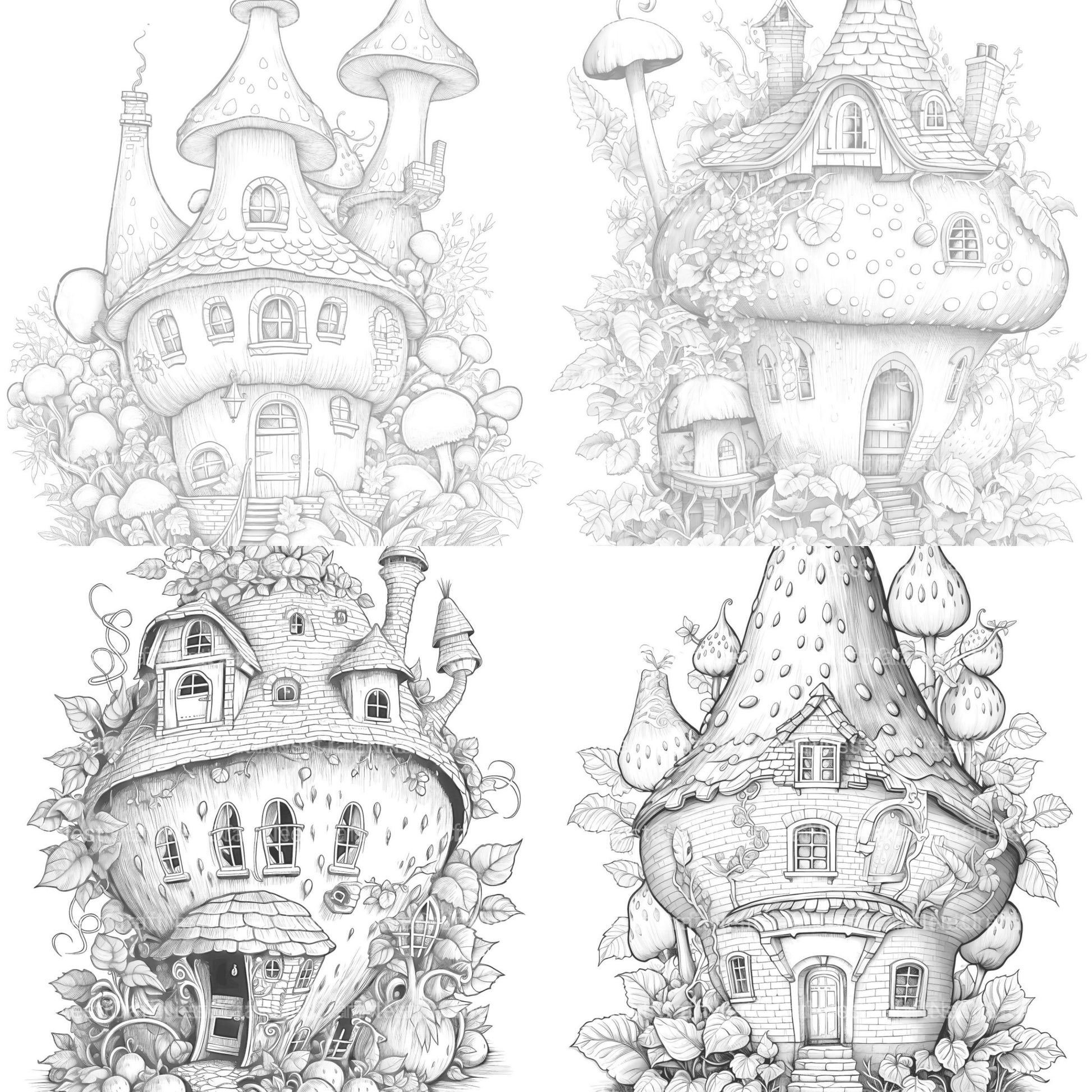 Strawberry Fairy House Coloring Book - CraftNest - Digital Crafting and Art