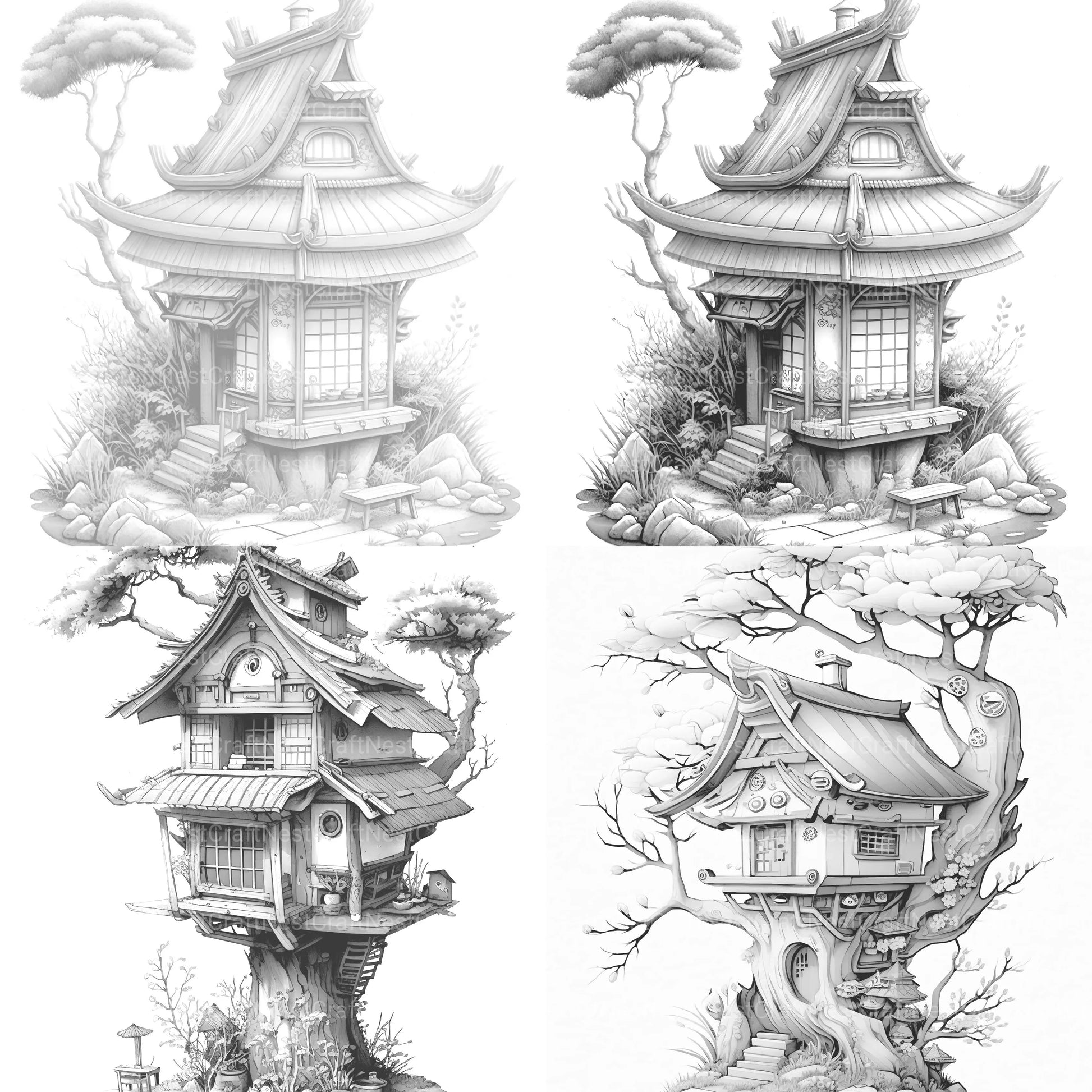 Japanese Tiny House Coloring Book - CraftNest - Digital Crafting and Art