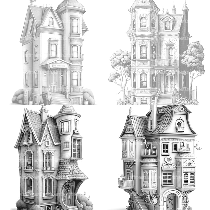 Townhouse Tiny House Coloring Book - CraftNest - Digital Crafting and Art