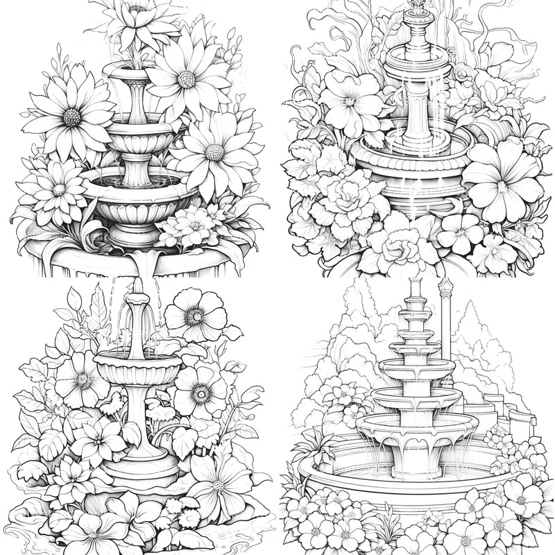 Blooming Fountain Coloring Book - CraftNest - Digital Crafting and Art
