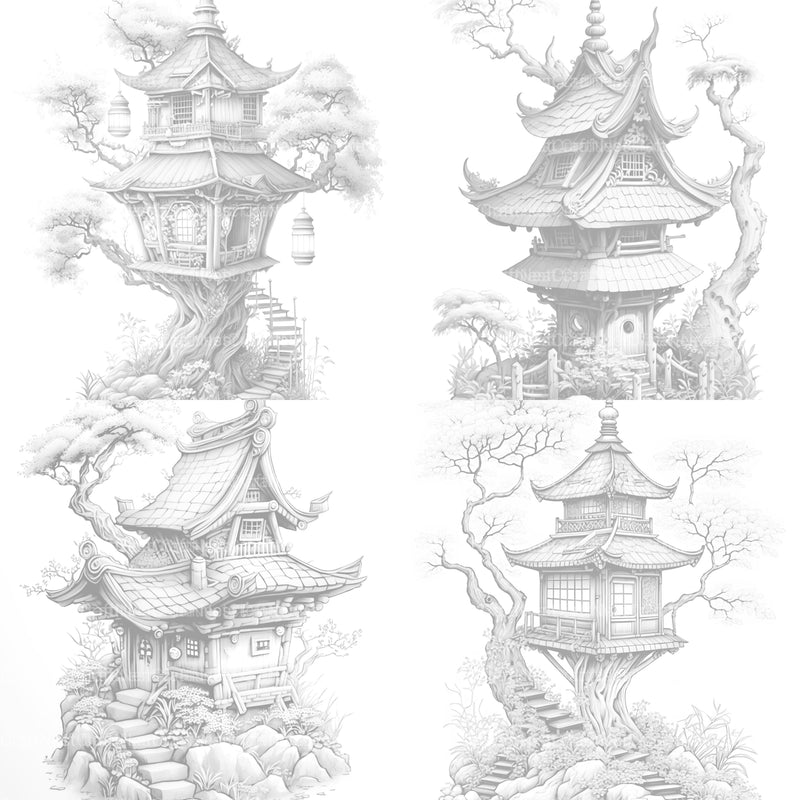 Japanese Fairy House Coloring Book - CraftNest - Digital Crafting and Art