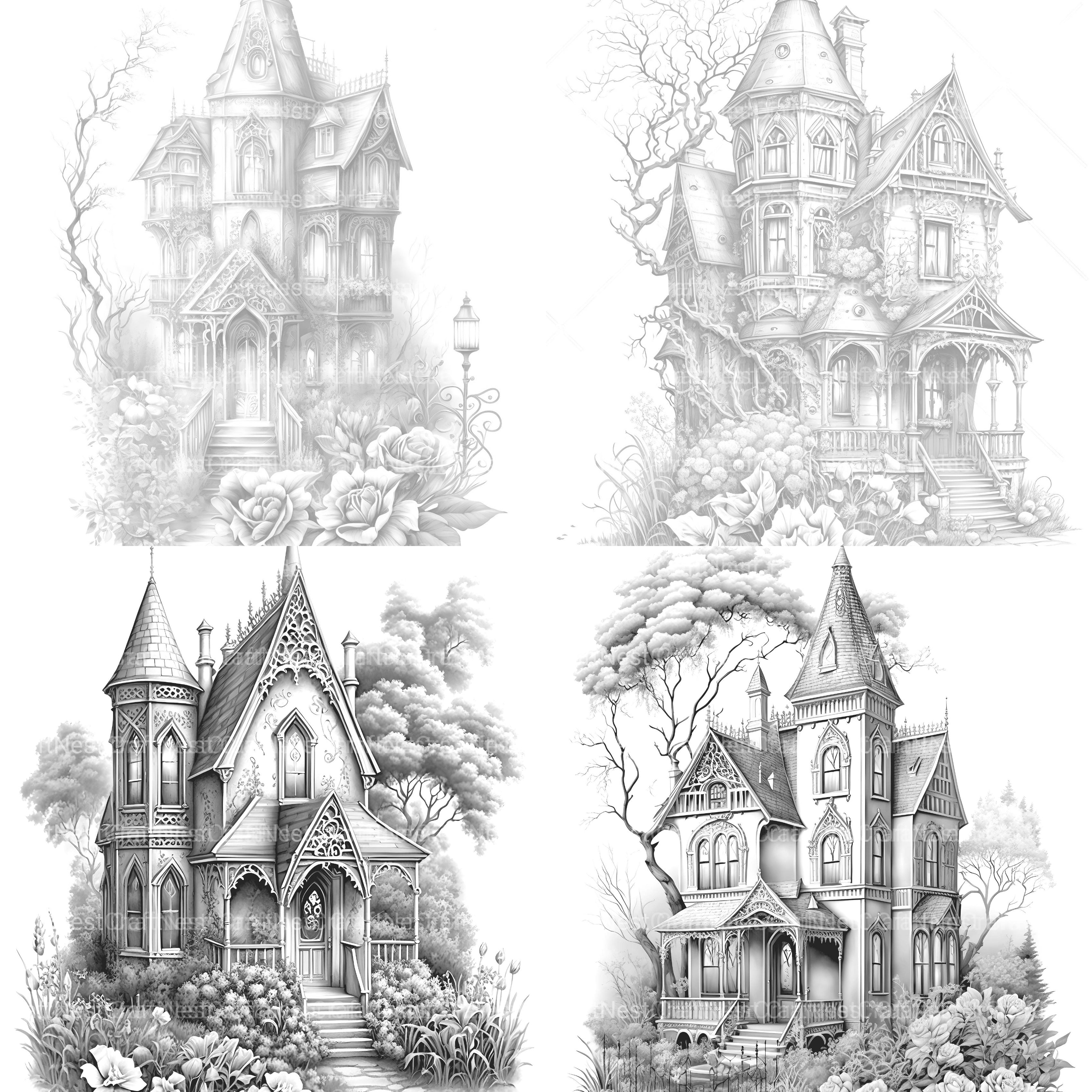 Gothic House Coloring Book - CraftNest - Digital Crafting and Art