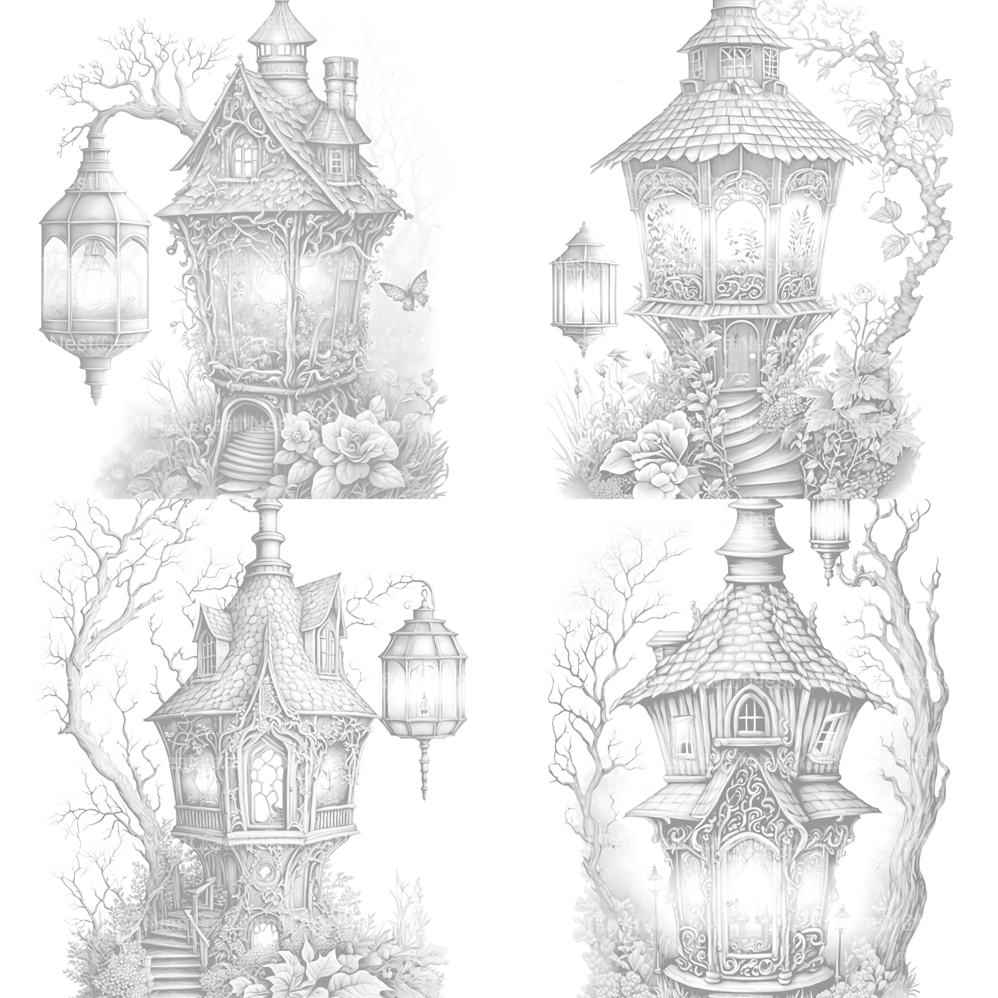 Lantern Fairy House Coloring Book - CraftNest - Digital Crafting and Art