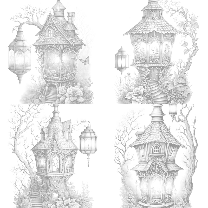 Lantern Fairy House Coloring Book - CraftNest - Digital Crafting and Art