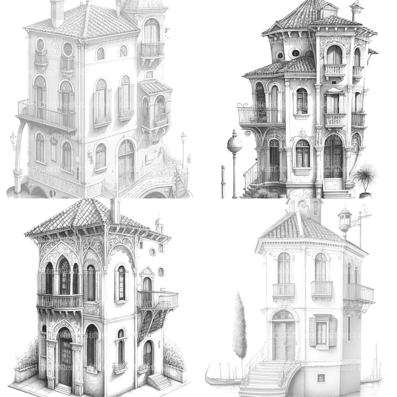 Venetian Tiny House Coloring Book - CraftNest - Digital Crafting and Art