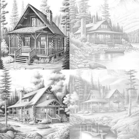 Cabins Coloring Book - CraftNest - Digital Crafting and Art