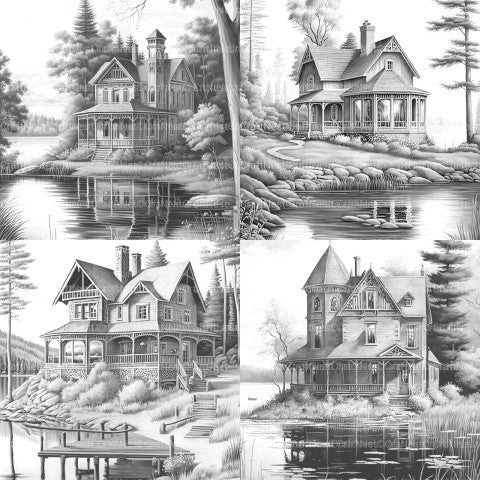 Lake Houses Coloring Book - CraftNest - Digital Crafting and Art