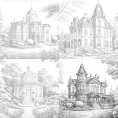 Luxury Villas Landscape Coloring Book - CraftNest - Digital Crafting and Art
