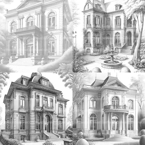 German Villas Coloring Book - CraftNest - Digital Crafting and Art