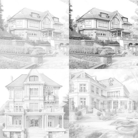 Luxurious Villas Coloring Book - CraftNest - Digital Crafting and Art