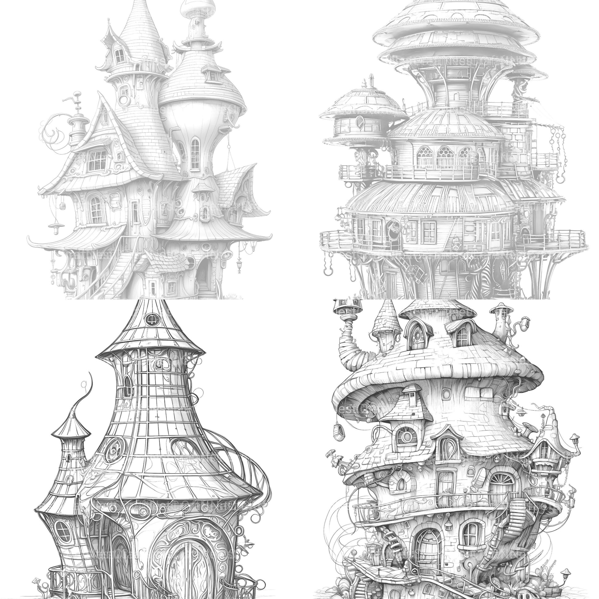 Futuristic Fairy House Coloring Book - CraftNest - Digital Crafting and Art
