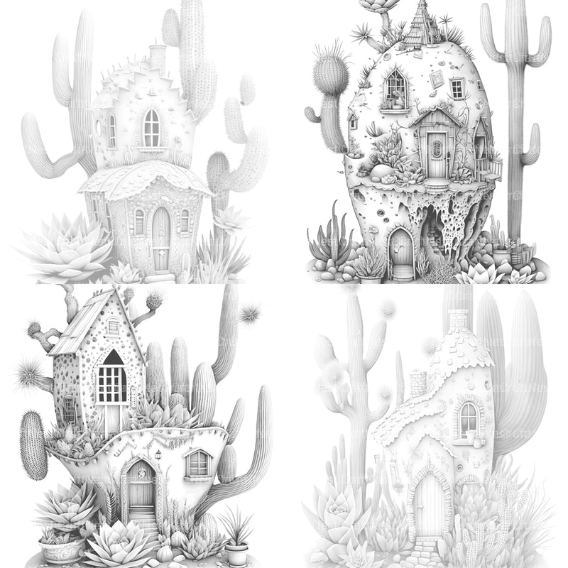 Cactus Fairy Houses Coloring Book - CraftNest - Digital Crafting and Art