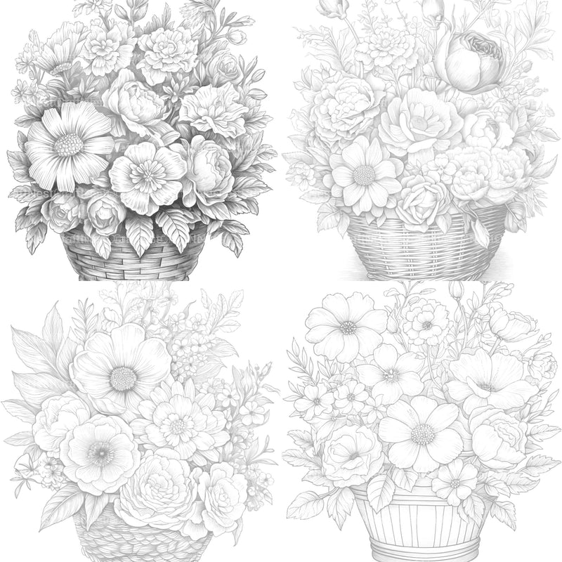 Flower Basket Coloring Book - CraftNest - Digital Crafting and Art