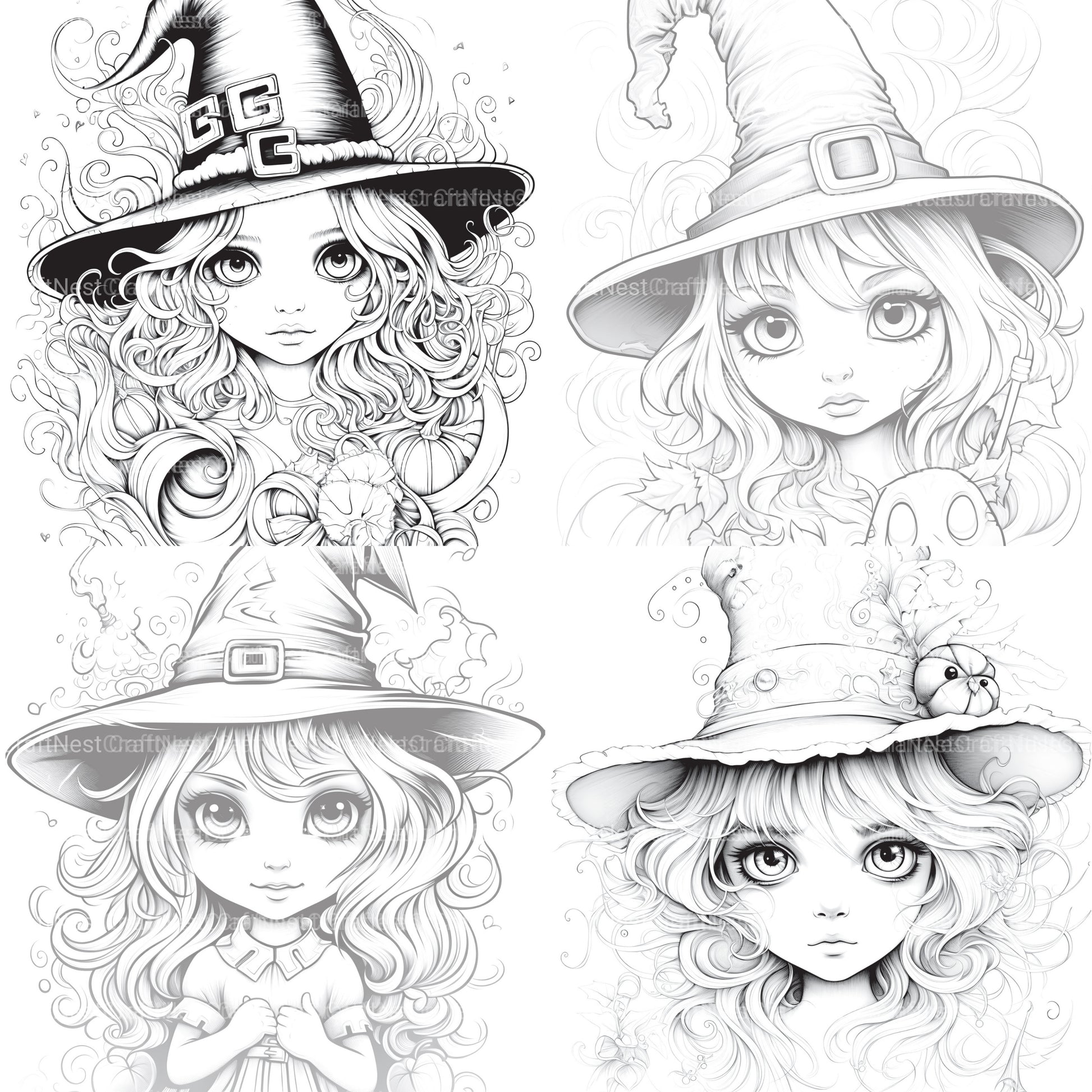 Cute Witch Coloring Book - CraftNest - Digital Crafting and Art