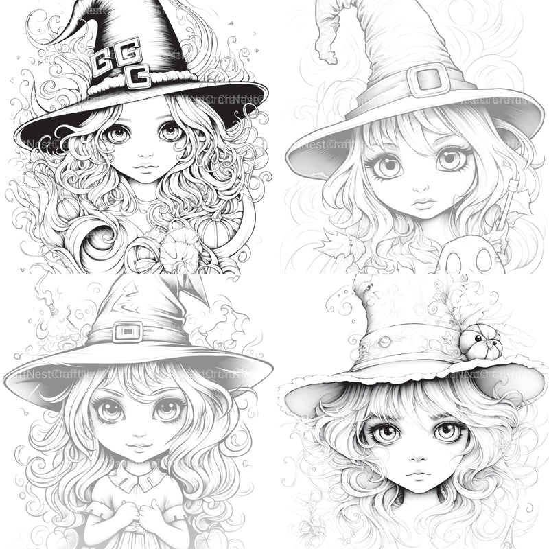 Cute Witch Coloring Book - CraftNest - Digital Crafting and Art