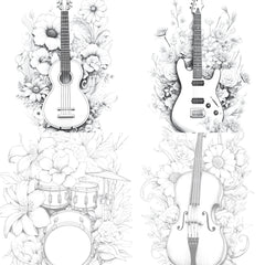 Flower Instrument Coloring Book - CraftNest - Digital Crafting and Art